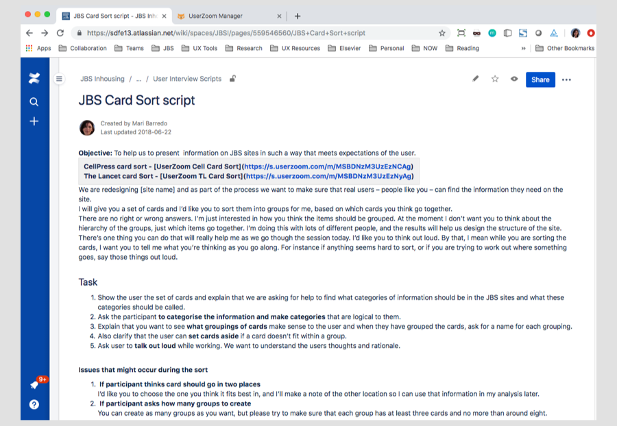 Card sort script