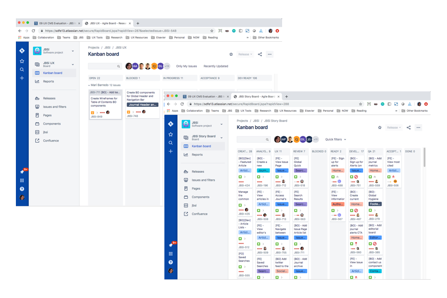 Jira boards for CMS implementation