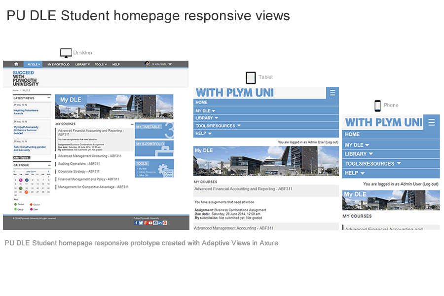 PU DLE Student view responsive prototype
